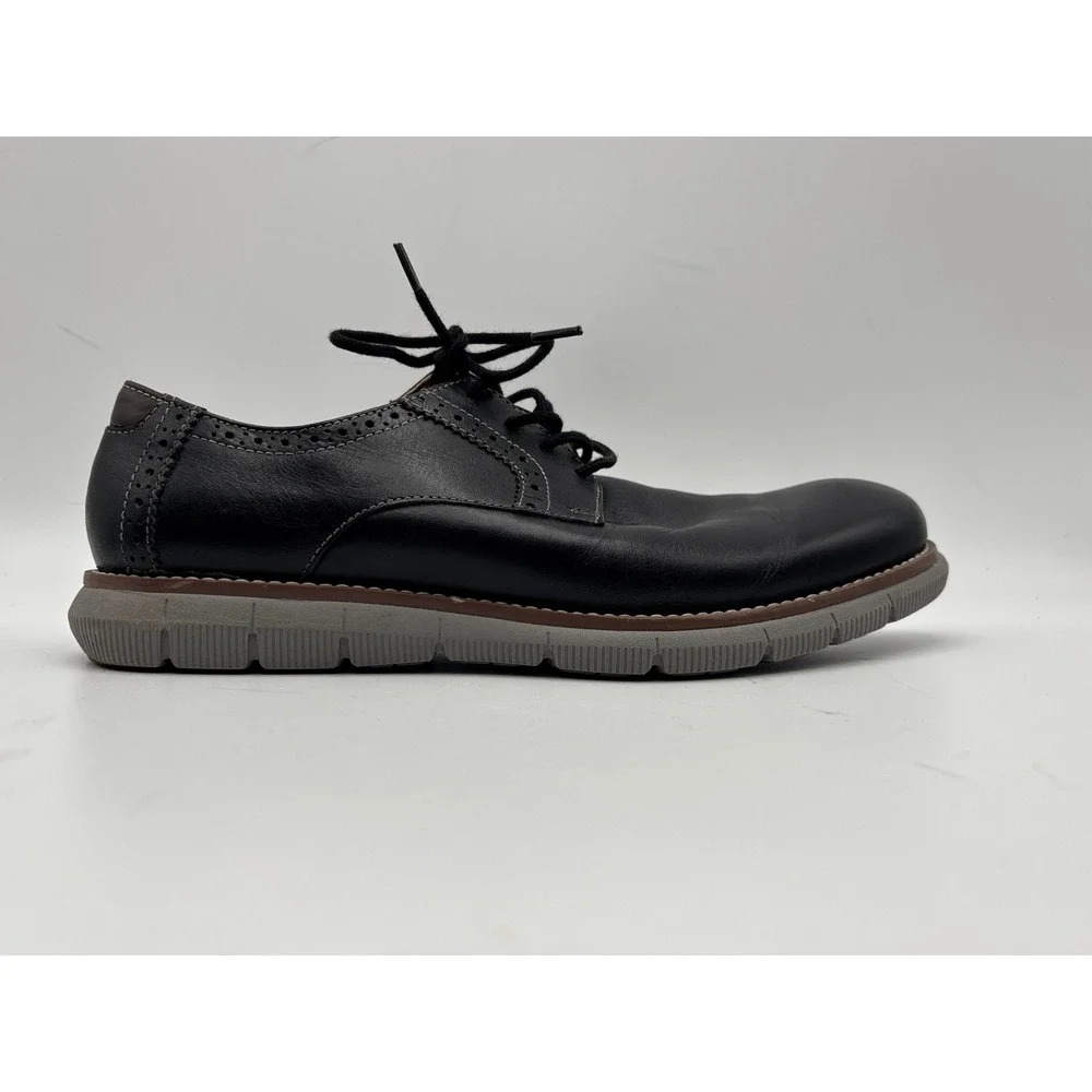 Johnston & Murphy Boys 5.5M Black Genuine Leather Oxford Derby Shoes Flex Sole